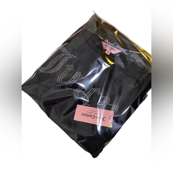 Juicy Couture Velour  Black Pajamas Set  Shorts with Rhinestones - Picture 6 of 6